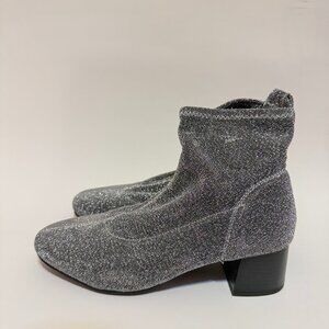 Primark Women's Silver Glitter Ankle Boots Sock Style NEW